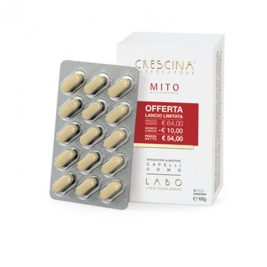 Crescina Ri-Crescita Mito Uomo, 60 Compresse, Integratore per Crescita Capelli, Anticaduta