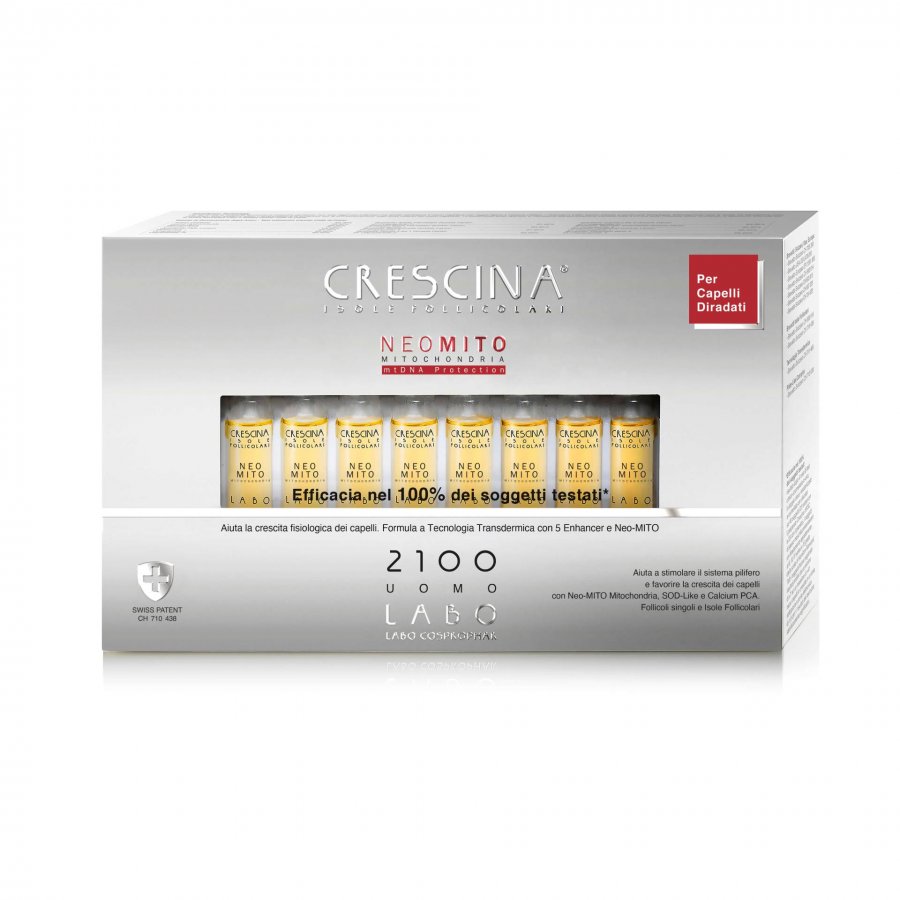 Crescina Isole Follicolari Neo Mito 2100 Uomo – Trattamento Ricrescita Capelli, 20 Fiale da 3,5ml