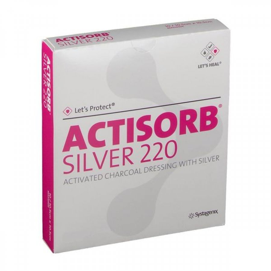Actisorb Silver 220 - Medicazioni In Carbone Attivo Con Argento 6.5X9.5 Cm 10 Pezzi