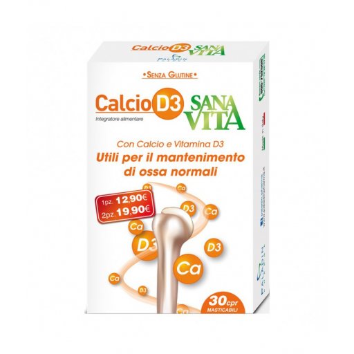 SanaVita Calcio - Vitamina D3 30 Compresse per Ossa Forti