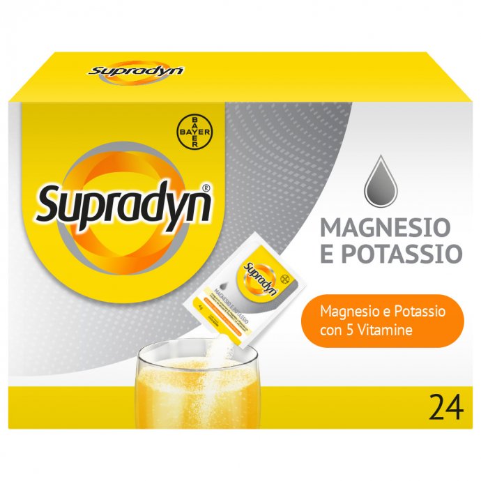 Supradyn Magnesio e Potassio Integratore Multivitaminico - Gusto Arancia, 24 Bustine Effervescenti