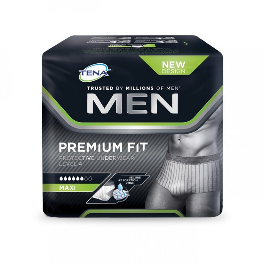 Tena Men Premium Fit Livello 4 Taglia L 8 Pezzi - Mutandina Assorbente Uomo con Assorbenza Maxi e Sistema Odour Control