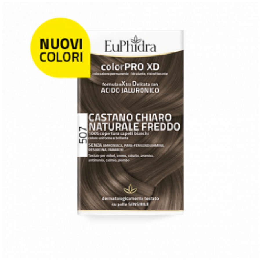 Euphidra ColorPro XD Kit Tinta Capelli 507 Castano Chiaro Naturale Freddo - Tintura Permanente Con Acido Jaluronico