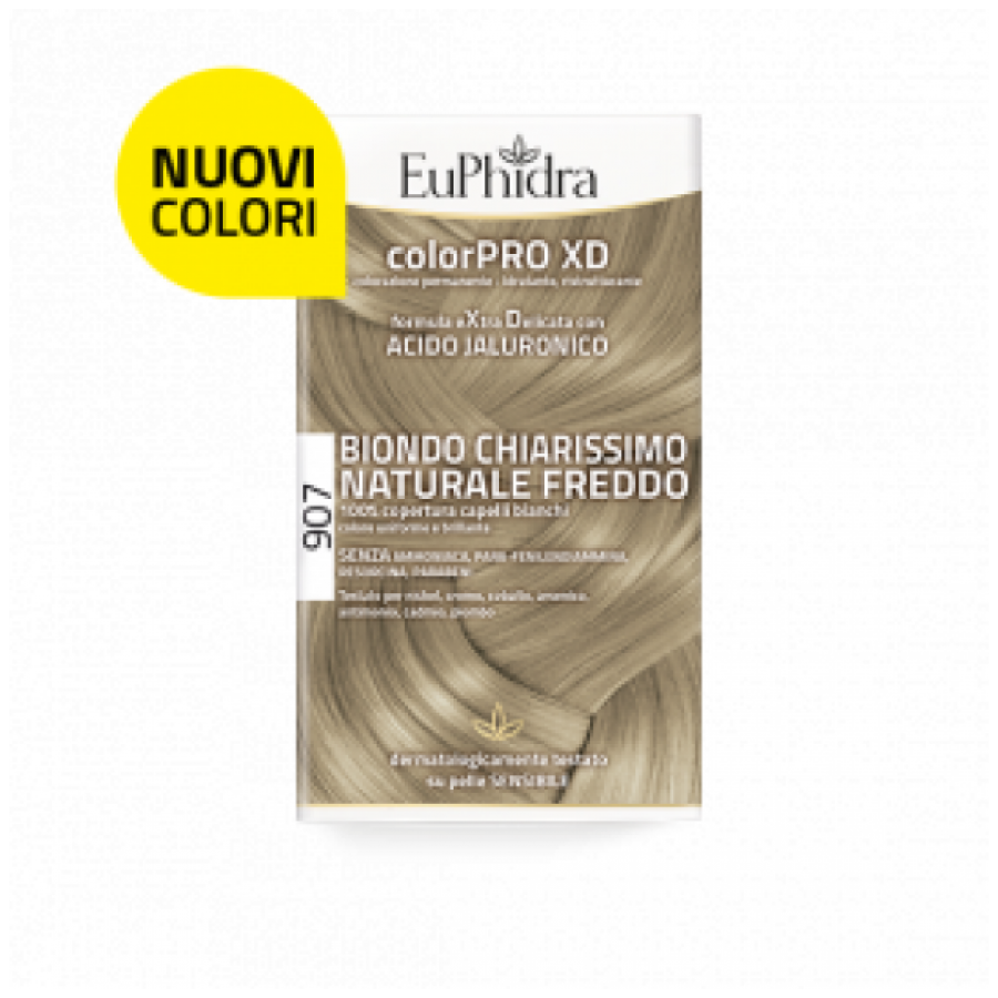 Euphidra ColorPro XD Kit Tinta Capelli 907 Biondo Chiarissimo Naturale Freddo - Tintura Permanente Con Acido Jaluronico