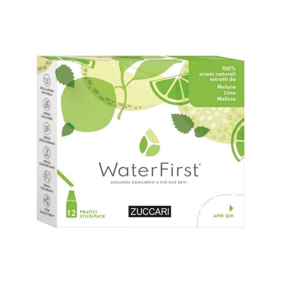 Zuccari WaterFirst Melone Lime Melissa 12 Stick - Integratore Bevanda Naturale