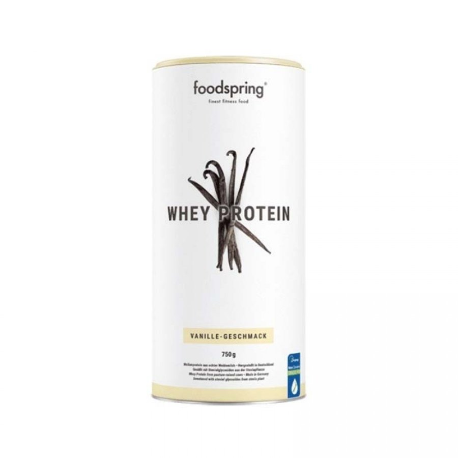 Foodspring Whey Protein 750g Gusto Vaniglia - Proteine del Siero di Latte per Muscoli Sviluppati