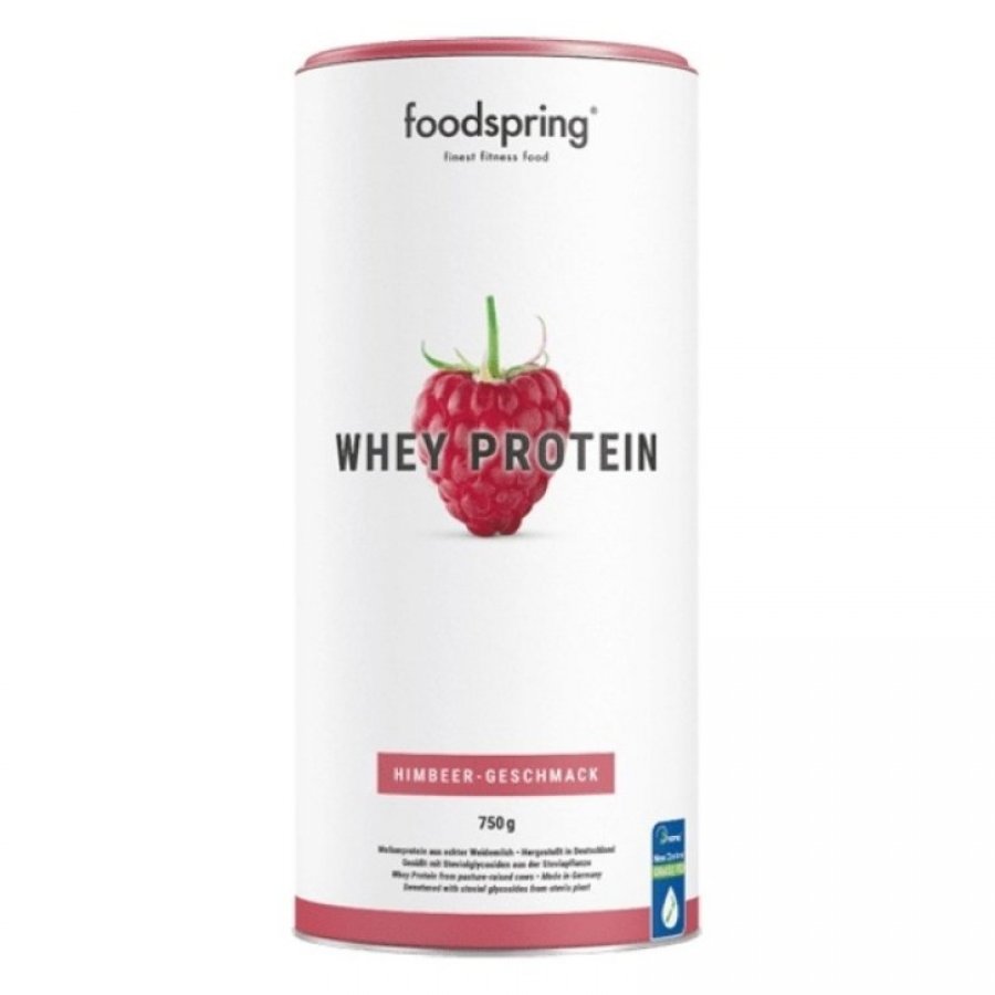 Foodspring Whey Protein 750g Gusto Lampone - Proteine del Siero di Latte per lo Sviluppo Muscolare