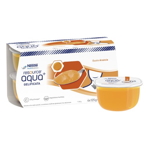 Nestlé Resource Aqua+ Gelificata Arancia 4x125g - Integratore Alimentare a Base di Acqua Gelificata con Arancia