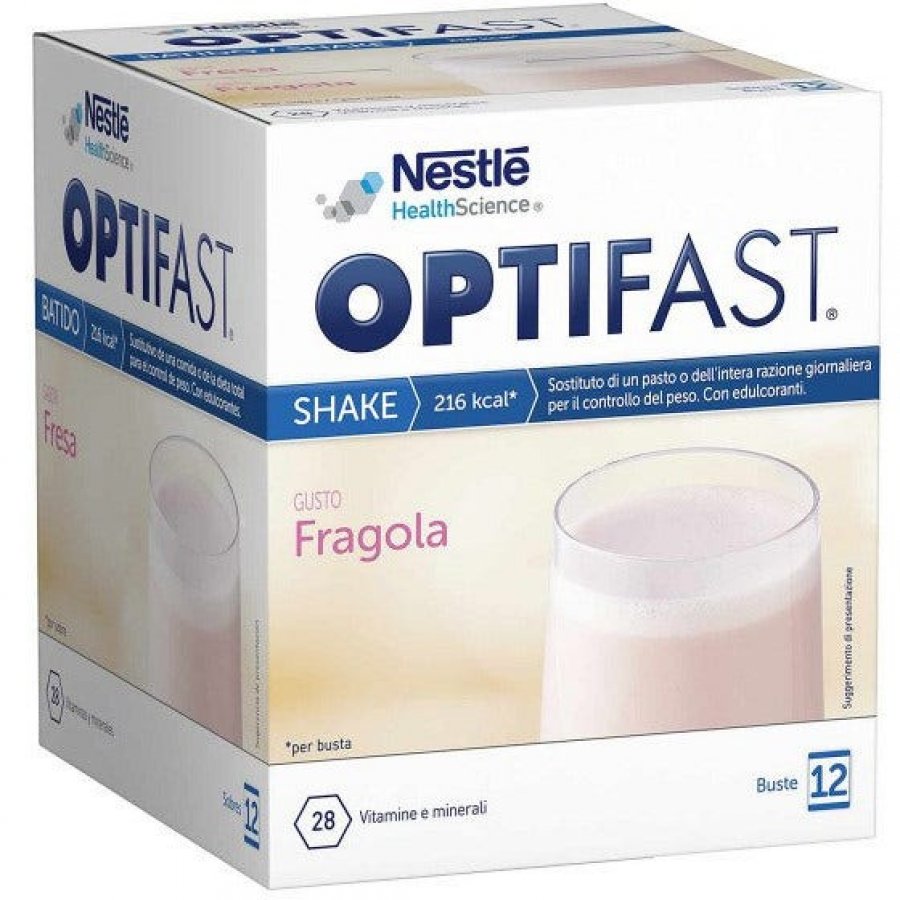 Nestlé Optifast Shake Fragola 12 Buste - Sostitutivo del Pasto per Dimagrire Gustando il Gusto