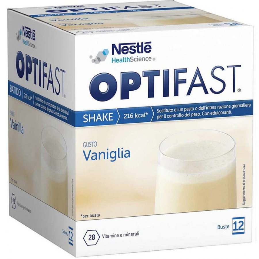 Nestlé Optifast Shake Vaniglia 12 Buste - Sostitutivo del Pasto per Dimagrire Gustando il Sapore