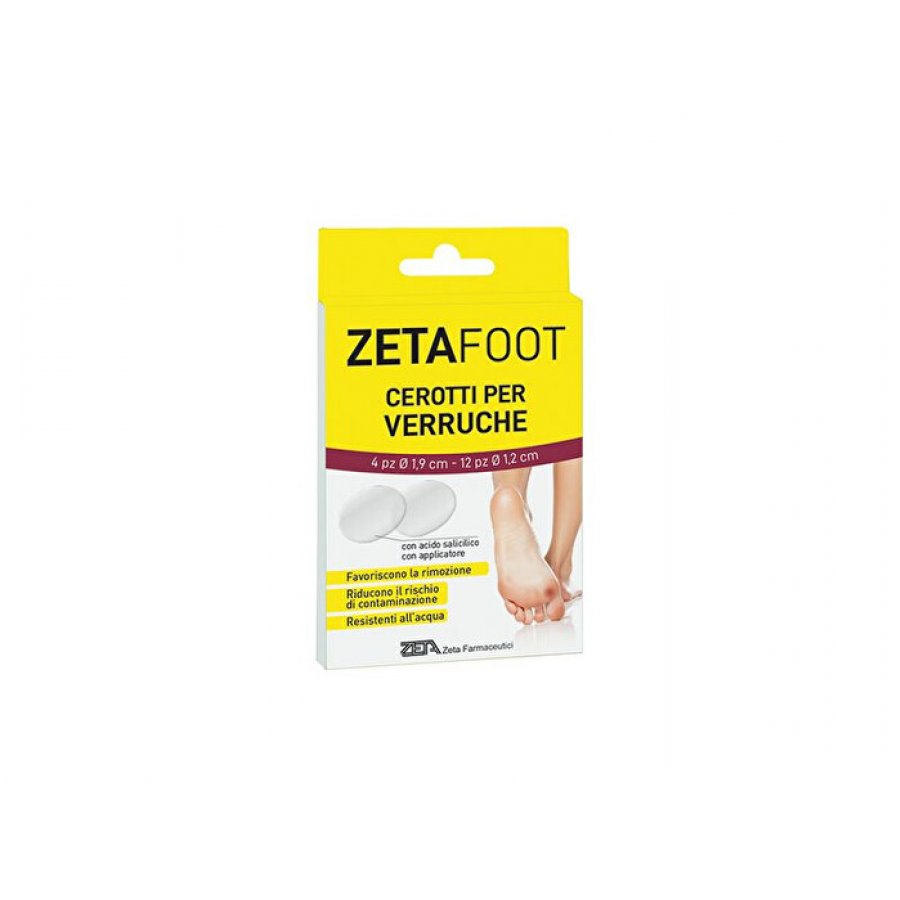 Zeta Foot - Cerotti per Verruche 4 pezzi da 1,9cm + 12 pezzi da 1,2cm, Rimozione Verruche e Calli