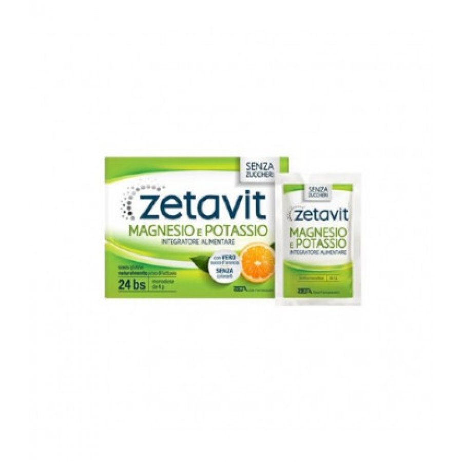Zetavit Magnesio e Potassio Senza Zucchero 24 Bustine da 4g | Integratore di Minerali per il Benessere Muscolare