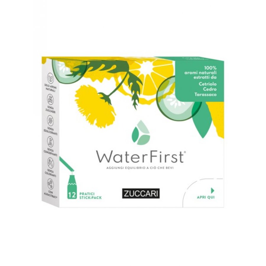 Zuccari WaterFirst Cetriolo Cedro Tarassaco 12 Stick-pack - Aromatizzatore per Acqua Naturale