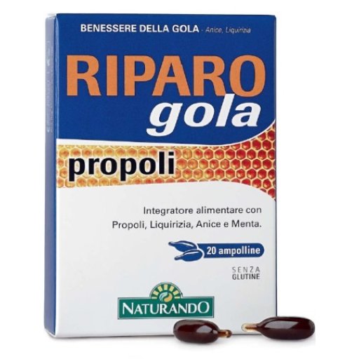 Naturando Riparo Gola Propoli - Sollievo Rapido con Menta, Anice e Liquirizia - 20 Ampolline