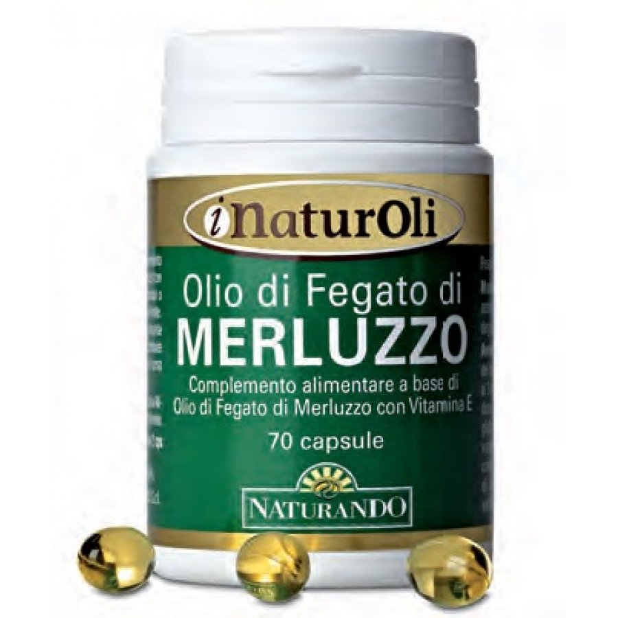 Naturando Olio di Fegato di Merluzzo - Integratore con Vitamina E - Flacone da 70 Perle