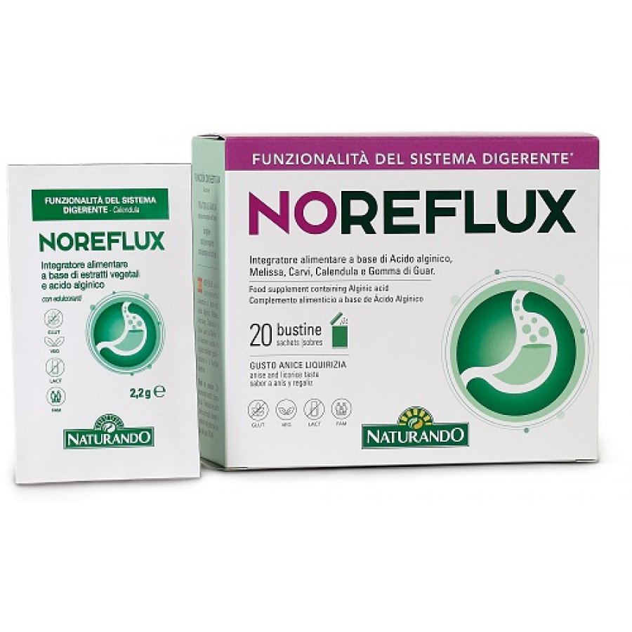 Naturando NoReflux Integratore Digestivo - 20 Bustine Gusto Anice Liquirizia
