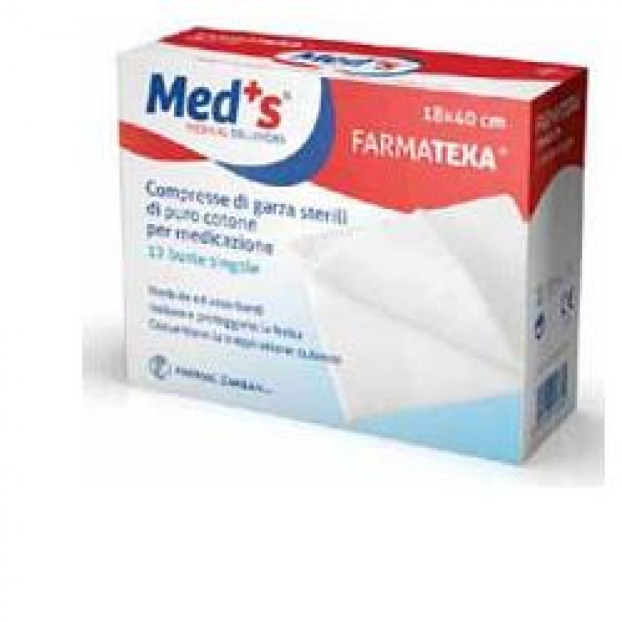 Med's FarmaTexa Compresse Di Garze Sterili Di Puro Cotone 12/8 36x40cm 12 Pezzi