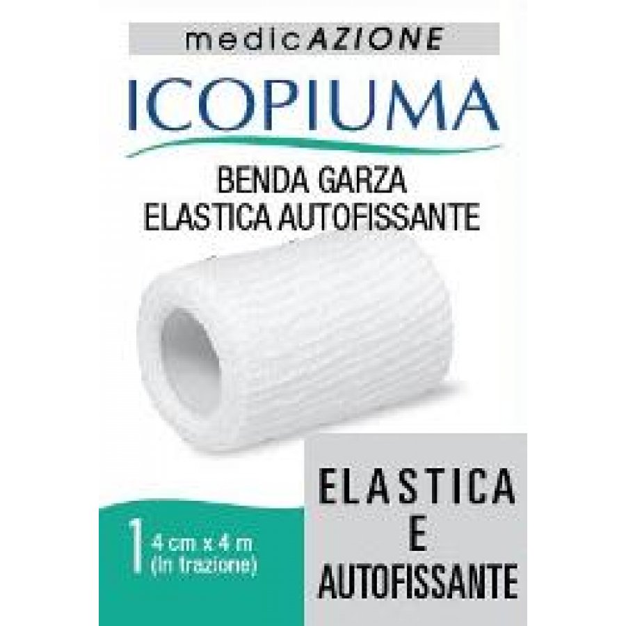 Icopiuma Benda Garza Elastica Autofissante 4x400cm - Benda per Fissaggio Medicazioni e Sostegno