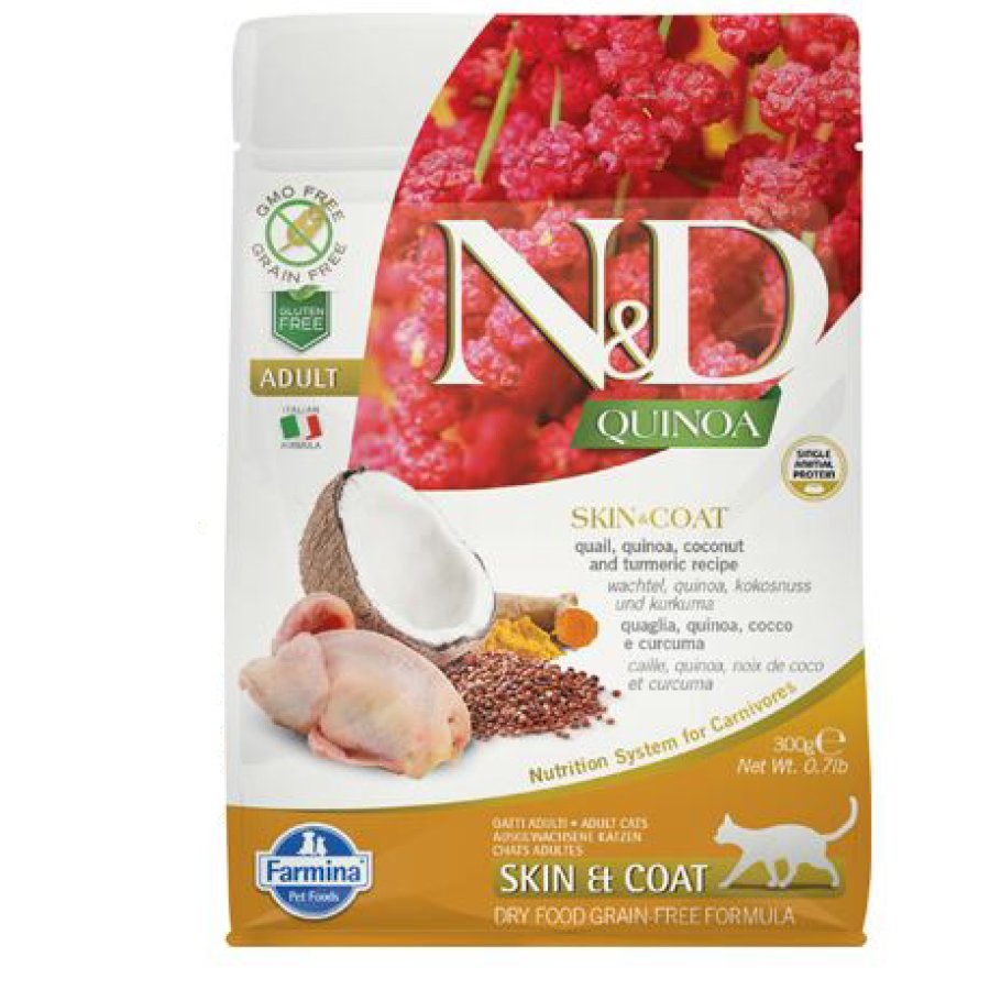 FARMINA N&D QUINOA GATTO SKIN & COAT ADULT QUAGLIA 300GR