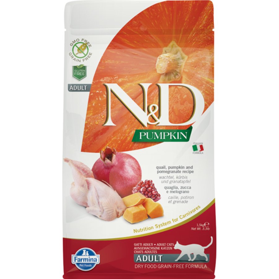 FARMINA N&D PUMPKIN GATTO ADULT QUAGLIA ZUCCA MELOGRANO 1,5KG