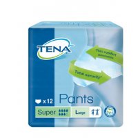 Tena Pants Super L New - Mutande Assorbenti, Protezione Tripla, 12 Pezzi - Comfort Notturno