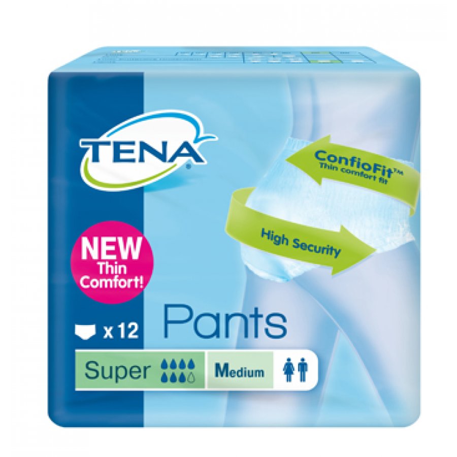  Tena - Pannolone Pull Up Tena Pants Super Taglia Medium Confezione 12 Pezzi