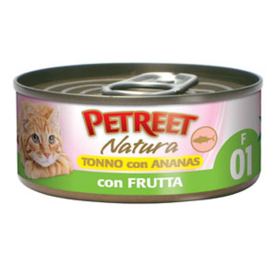 PETREET GATTO NATURA F01 FRUTTA TONNO ANANAS 70GR (lattina)