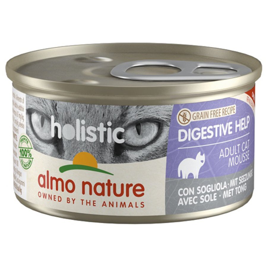 ALMO NATURE GATTO HOLISTIC GRAIN FREE DIGESTIVE MOUSSE ADULT SOGLIOLA 85GR (lattina)