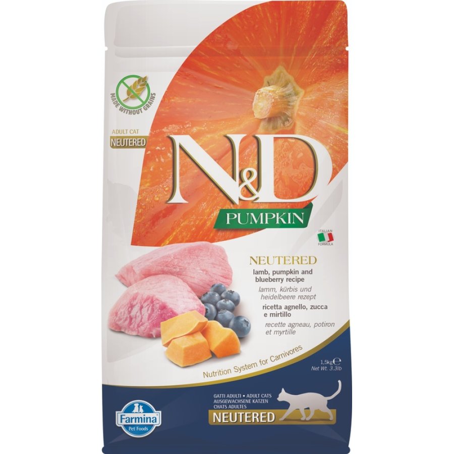 FARMINA N&D PUMPKIN GATTO NEUTERED ADULT AGNELLO ZUCCA MIRTILLO 1,5KG