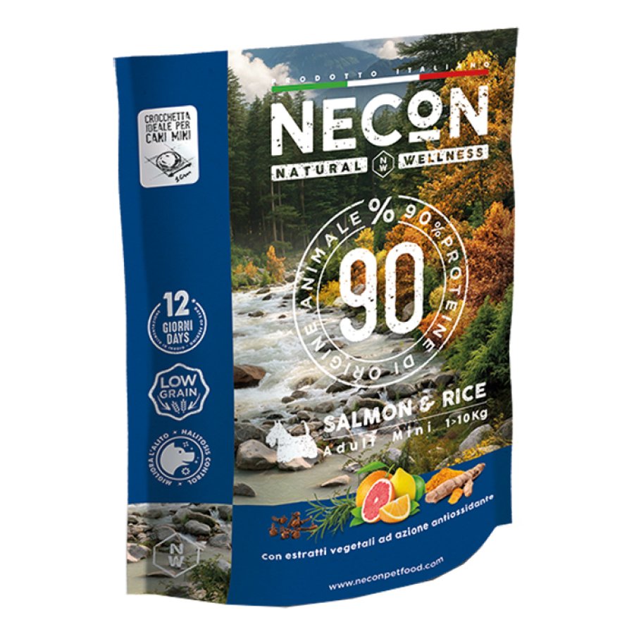 NECON CANE NATURAL WELLNESS ADULT MINI SALMONE RISO 800GR