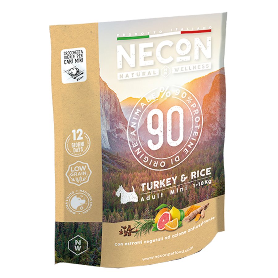 NECON CANE NATURAL WELLNESS ADULT MINI TACCHINO RISO 800GR