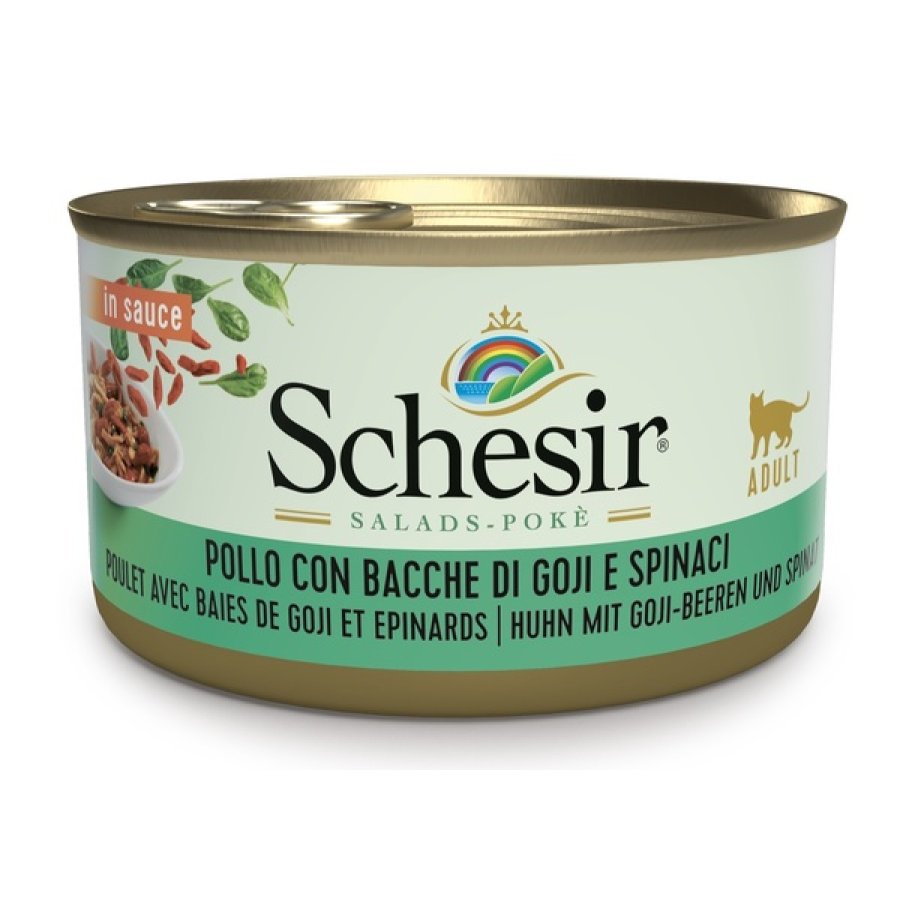 SCHESIR GATTO SALSA POLLO BACCHE GOJI SPINACI 85GR (lattina)
