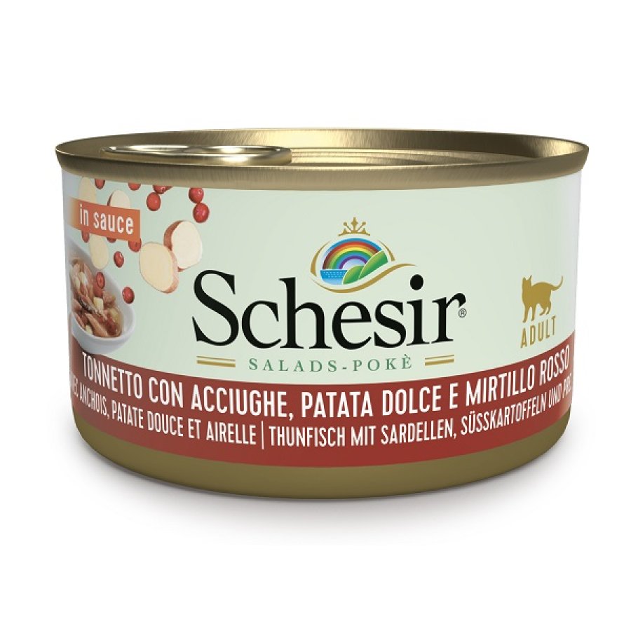 SCHESIR GATTO SALSA TONNO ACCIUGHE PATATA MIRTILLO 85GR (lattina)