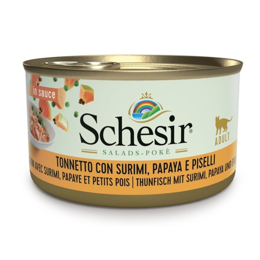 SCHESIR GATTO SALSA TONNO SURIMI PAPAYA PISELLI 85GR (lattina)