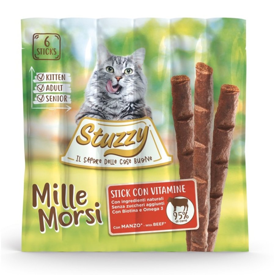 STUZZY GATTO SNACK MILLEMORSI MANZO STICKS 6x5GR
