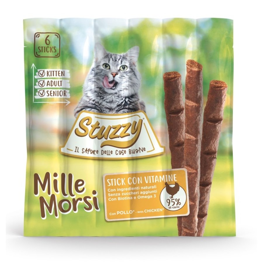 STUZZY GATTO SNACK MILLEMORSI POLLO STICKS 6x5GR