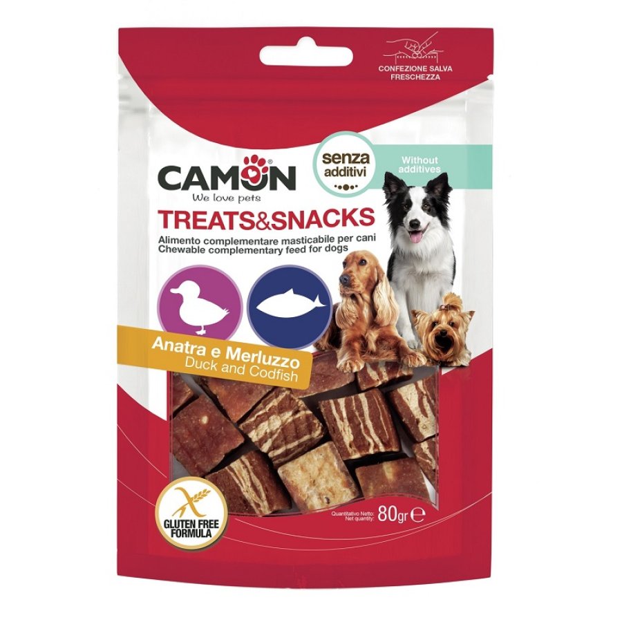 CAMON CANE SNACK TREATS CUBETTI ANATRA MERLUZZO 80GR