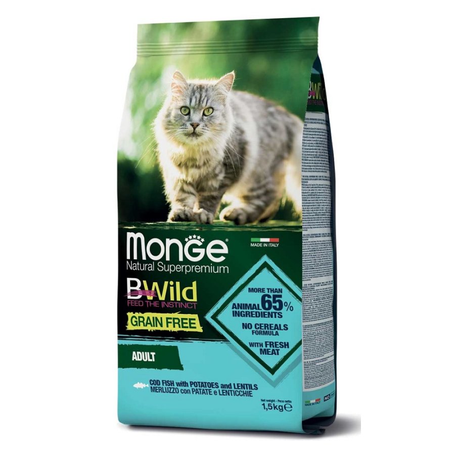 MONGE GATTO BWILD GRAIN FREE ADULT MERLUZZO 1,5KG