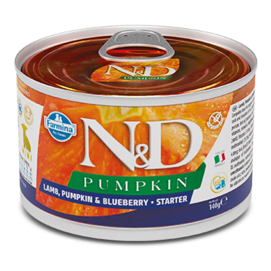 FARMINA N&D PUMPKIN CANE STARTER MINI PUPPY AGNELLO ZUCCA MIRTILLO 140GR (lattina)