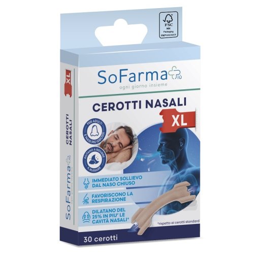 Cerotto Nasale Extra Large 6,7 x 2 cm Sofarmapiù, 30 Pezzi – Protezione Nasale, Sollievo per Irritazioni