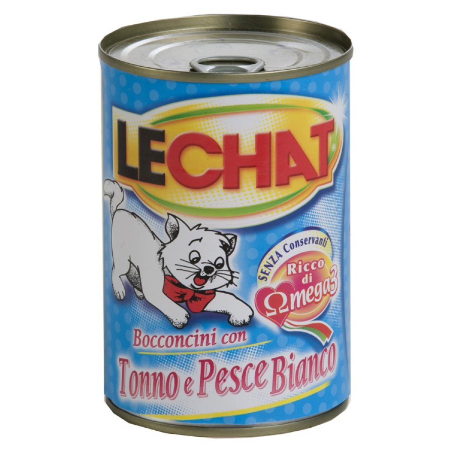 LECHAT GATTO BOCCONCINI TONNO E PESCE BIANCO 400GR (lattina)