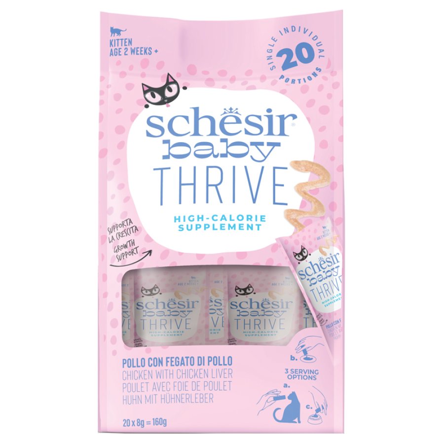 SCHESIR GATTO BABY THRIVE KITTEN POLLO FEGATO 20x8GR (bustina)