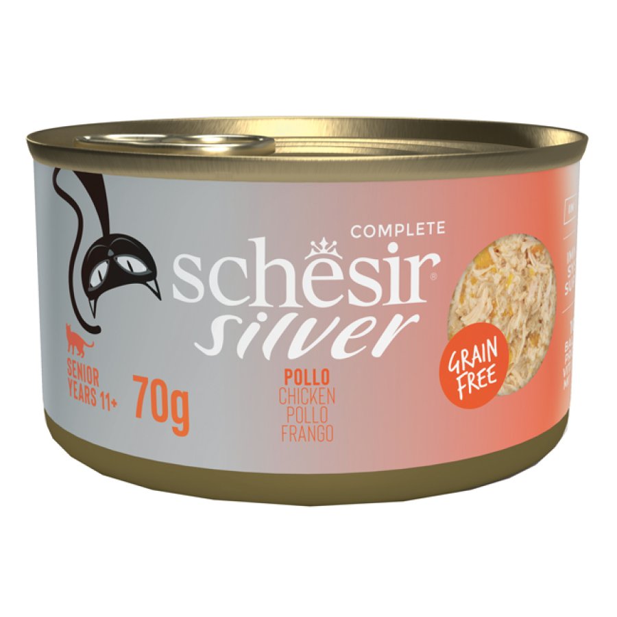 SCHESIR GATTO SILVER GRAIN FREE SENIOR POLLO 70GR (lattina)