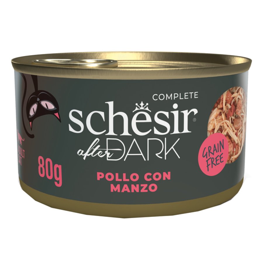 SCHESIR GATTO AFTER DARK GRAIN FREE PATE' POLLO MANZO 80GR (lattina)