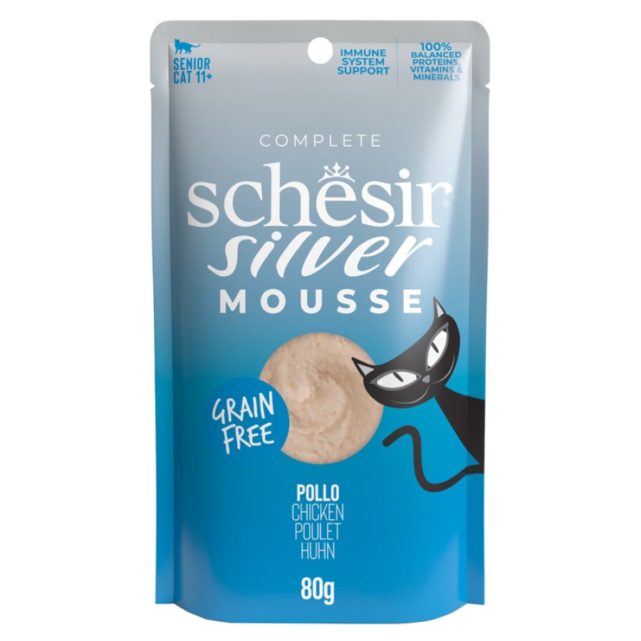 SCHESIR GATTO SILVER MOUSSE GRAIN FREE SENIOR POLLO 80GR (bustina)