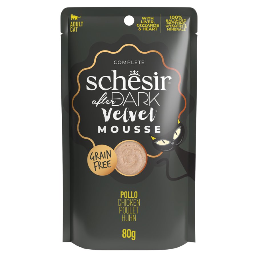 SCHESIR GATTO DARK VELVET MOUSSE GRAIN FREE ADULT POLLO 80GR (bustina)