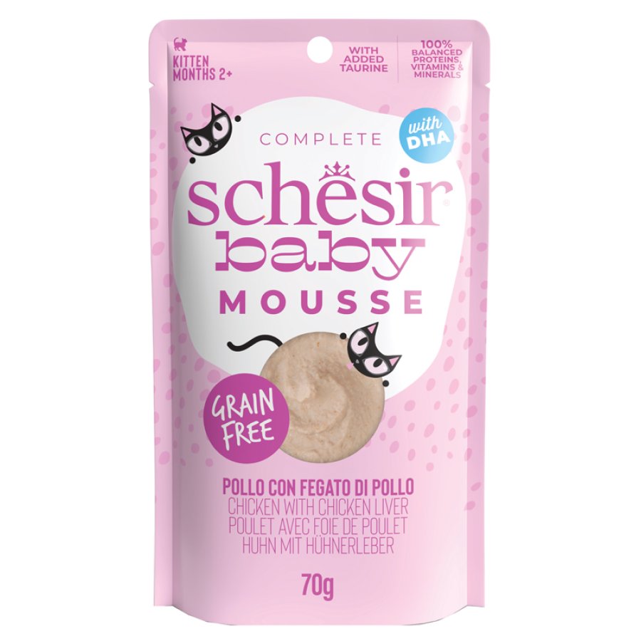 SCHESIR GATTO BABY MOUSSE GRAIN FREE KITTEN POLLO FEGATO 70GR (bustina)