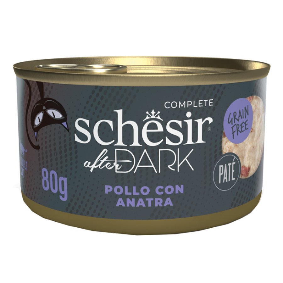 SCHESIR GATTO AFTER DARK GRAIN FREE PATE' ADULT POLLO ANATRA 80GR (lattina)