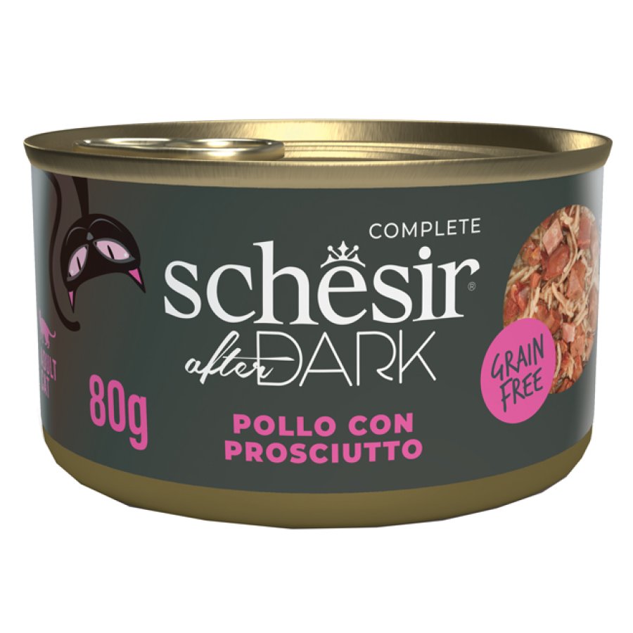 SCHESIR GATTO AFTER DARK GRAIN FREE POLLO PROSCIUTTO 80GR (lattina)