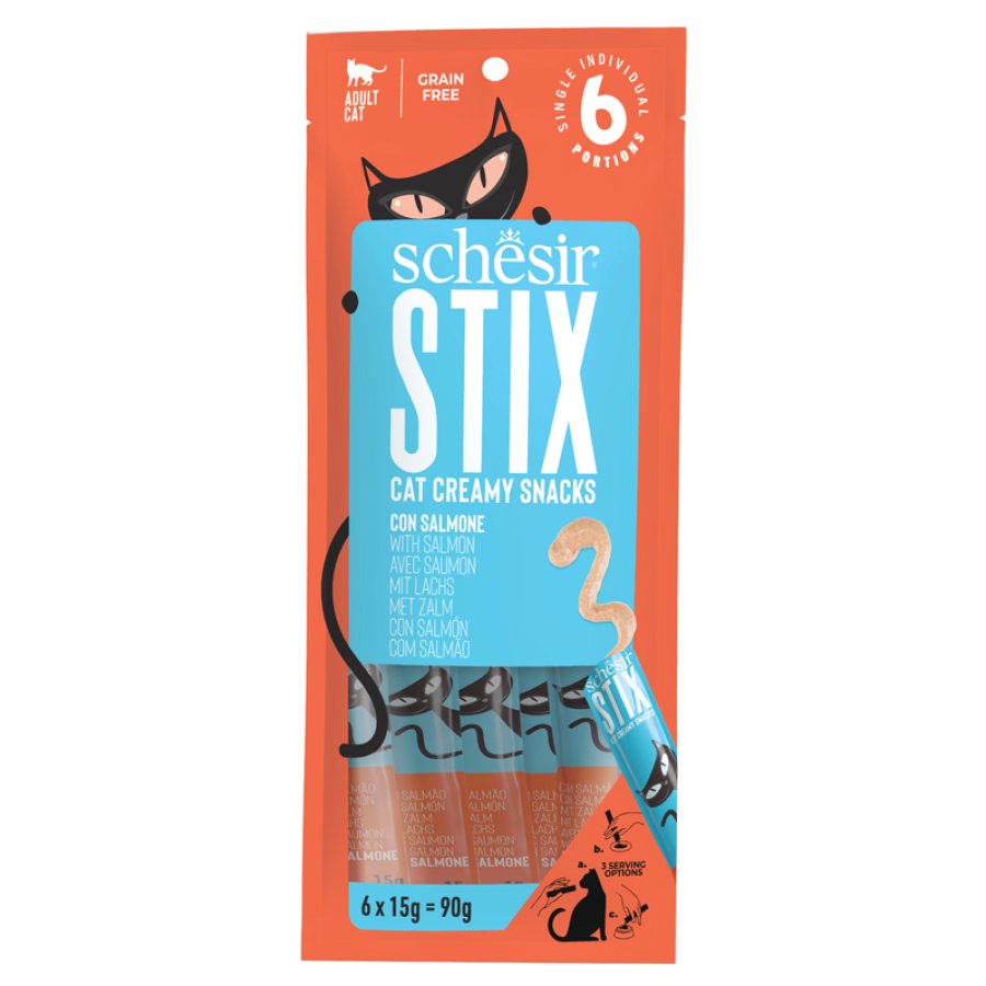 SCHESIR GATTO SNACK STIX CREAMY SALMONE 6PZ 15GR